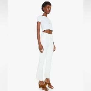 Mother The Hustler Ankle Fray White Jeans Size 26